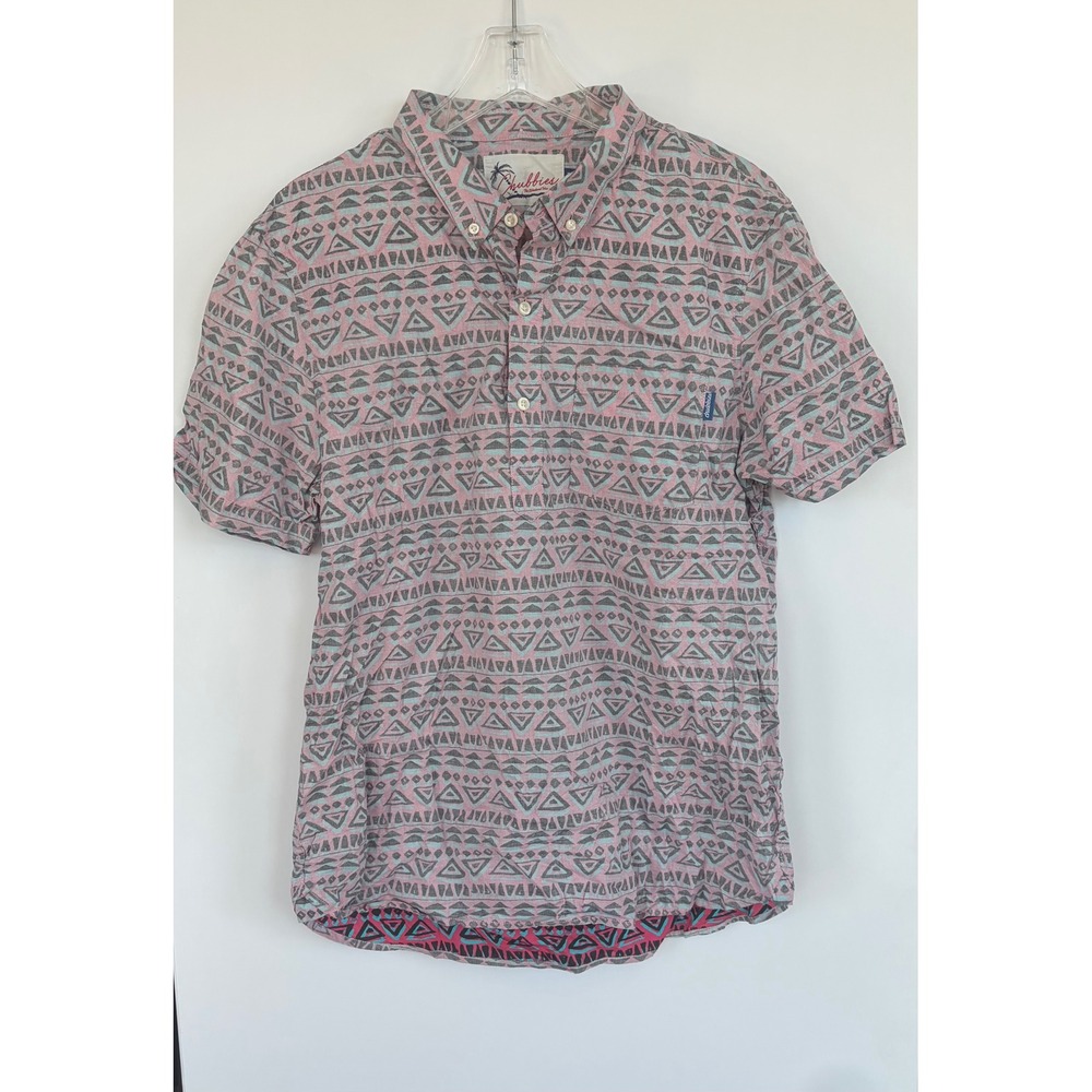 Chubbies Mens XL Pink Geometric Tribal Print Short Sleeve Button Down Shirt